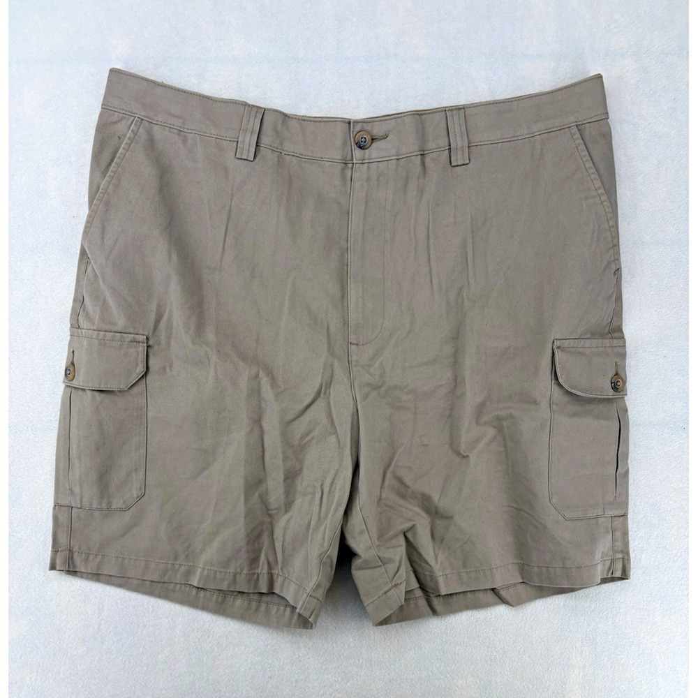 Harbor Bay Beige Cargo Shorts Canvas Cotton Flat Front Zip Fly Pockets Men's 44R